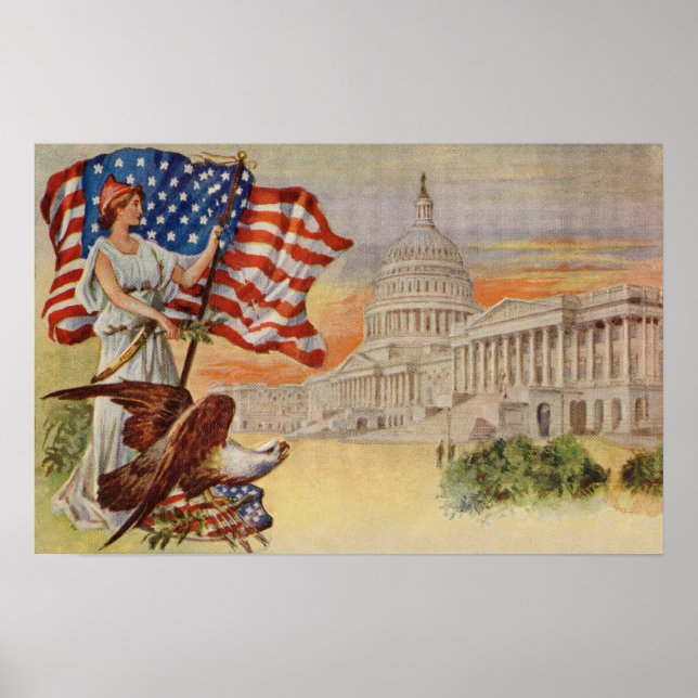 Póster Edificio del Capitolio de Columbia y Estados Unido (Frente)