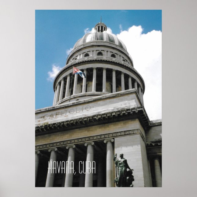 Póster Edificio del Capitolio de La Habana Cuba Recuerdo (Frente)