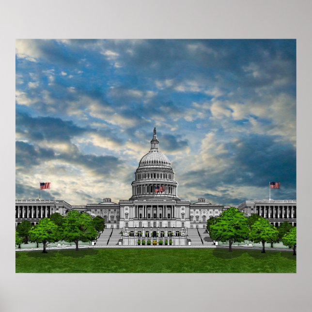 Póster Edificio del Capitolio de los Estados Unidos (Frente)