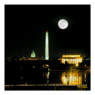 Póster Edificio del capitolio, el Lincoln memorial,