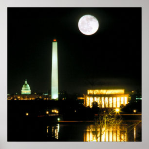 Póster Edificio del capitolio, el Lincoln memorial,
