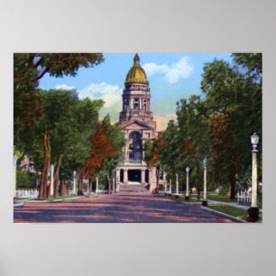 Póster Edificio del Capitolio Estatal Cheyenne Wyoming