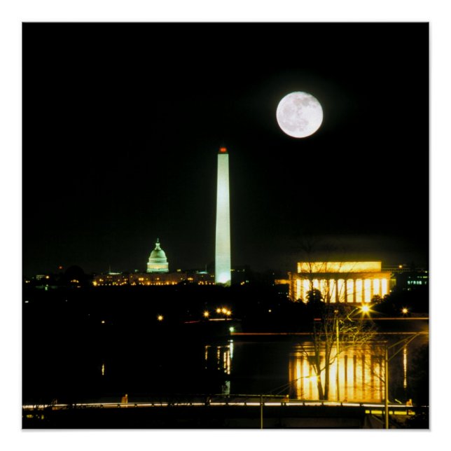 Póster Edificio del Capitolio, Monumento a Lincoln, Washi (Anverso)