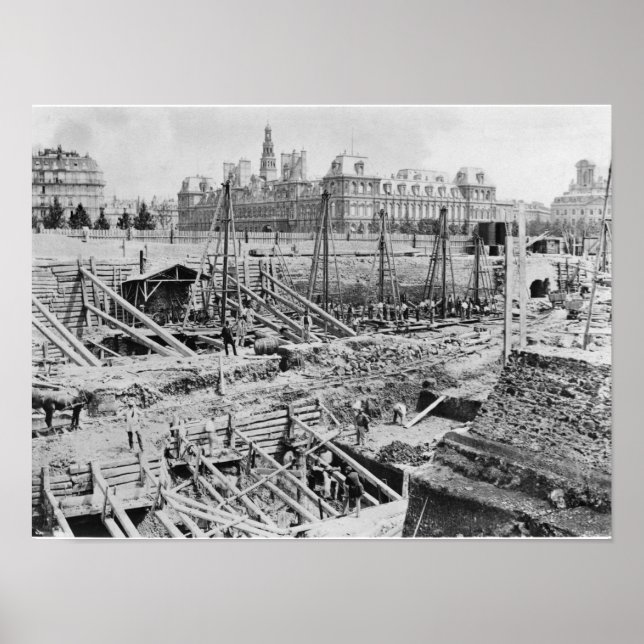 Póster Edificio del Hotel-Dieu, París, c.1866 (Frente)