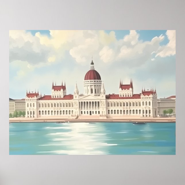 Póster Edificio del Parlamento Budapest Hungría (Frente)