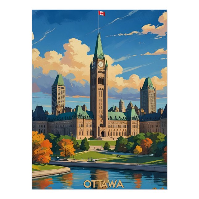 Póster Edificio del Parlamento del Canadá en Ottawa, líne (Anverso)