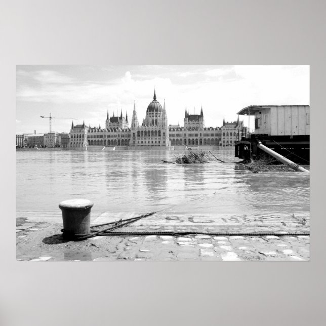 Póster Edificio del Parlamento húngaro a través del río D (Frente)