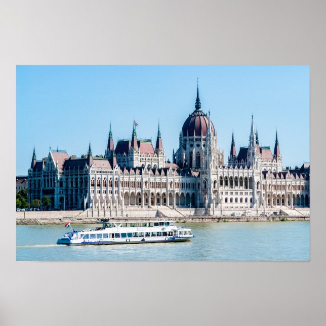 Póster Edificio del Parlamento húngaro en la ciudad de Bu (Frente)