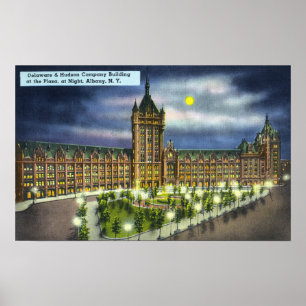 Póster Edificio Delaware y Hudson Co. de noche