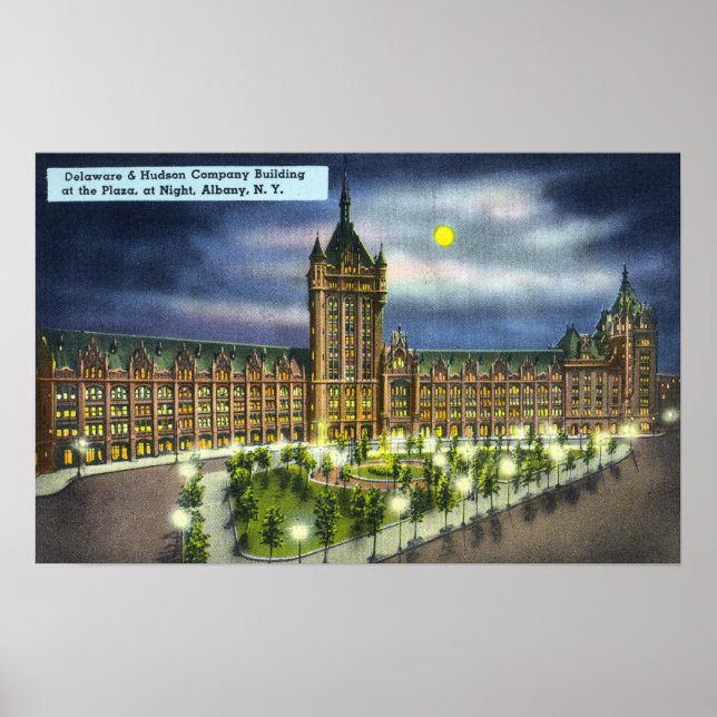 Póster Edificio Delaware y Hudson Co. de noche (Frente)
