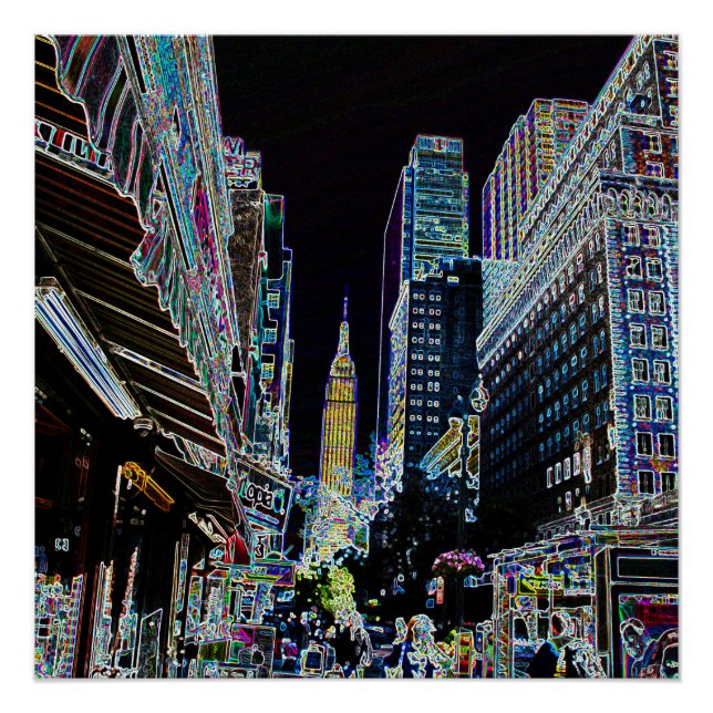 Póster Edificio Empire State desde la calle 42 de Nueva Y (Anverso)