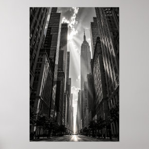 Póster Edificio Empire State Nueva York Blanco y Negro
