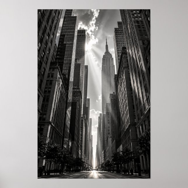 Póster Edificio Empire State Nueva York Blanco y Negro (Frente)