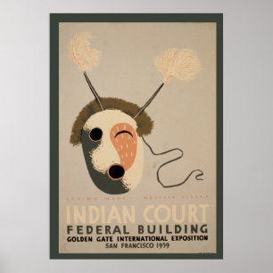 Póster Edificio Federal del Tribunal Indio Eskimo Mask Go