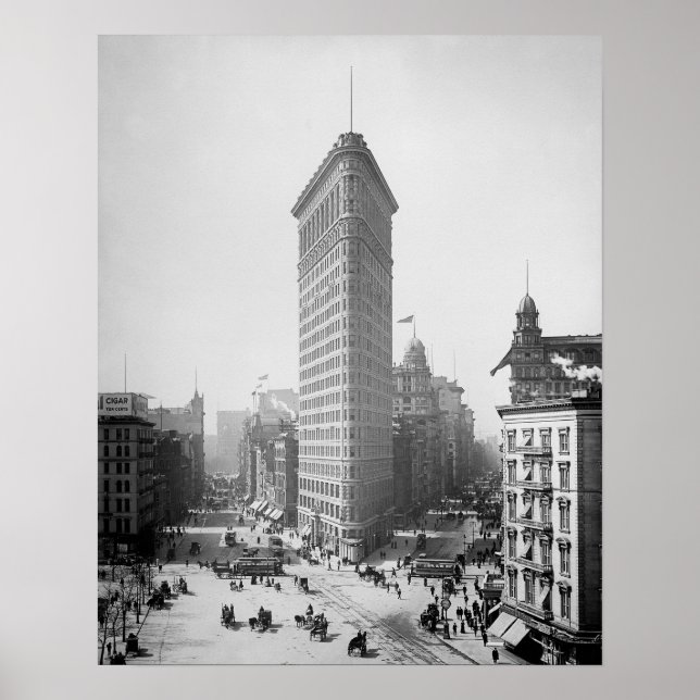 Póster Edificio Flatiron, 1905. Foto antigua de Nueva Yor (Frente)