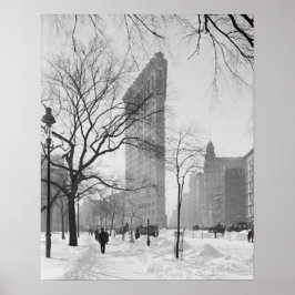 Póster Edificio Flatiron en invierno, 1905. Foto vintage