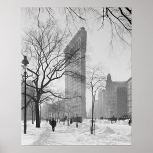 Póster Edificio Flatiron en invierno, 1905. Foto vintage