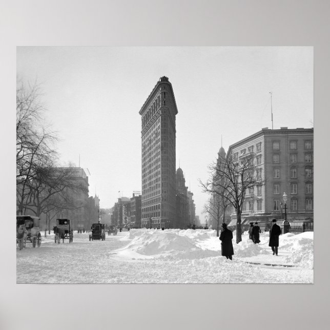 Póster Edificio Flatiron escena de invierno, 1905. Vintag (Frente)