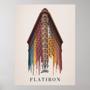 Póster Edificio Flatiron estilo de goteo de pintura