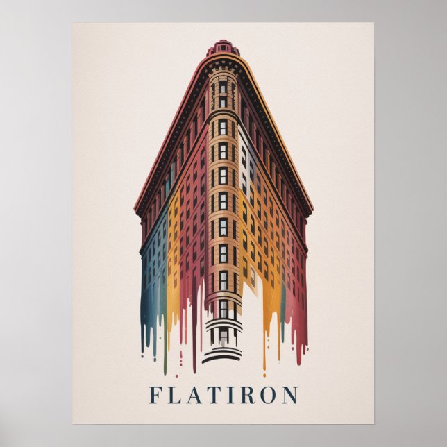Póster Edificio Flatiron estilo de goteo de pintura (Frente)
