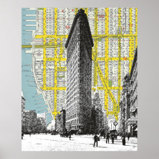 Póster Edificio Flatiron punto de referencia histórico NY