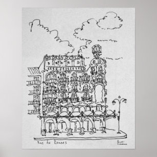 Póster Edificio Haussmann   Rue de Rennes, París