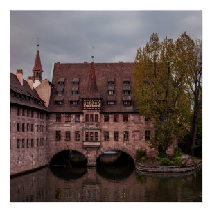 Póster Edificio histórico al atardecer en Nuremberg, Alem