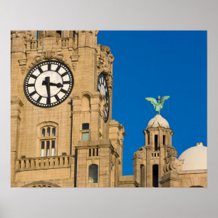 Póster Edificio Liver, Liverpool, Merseyside, Inglaterra