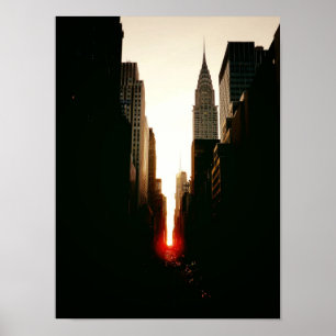 Póster Edificio Manhattanhenge y Chrysler, pequeño