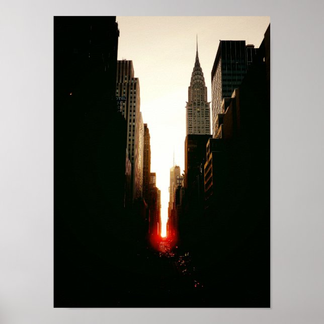 Póster Edificio Manhattanhenge y Chrysler, pequeño (Frente)