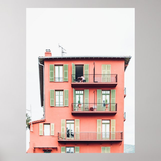 Póster EDIFICIO naranja Y VERDE DE 4 PLANTAS (Frente)