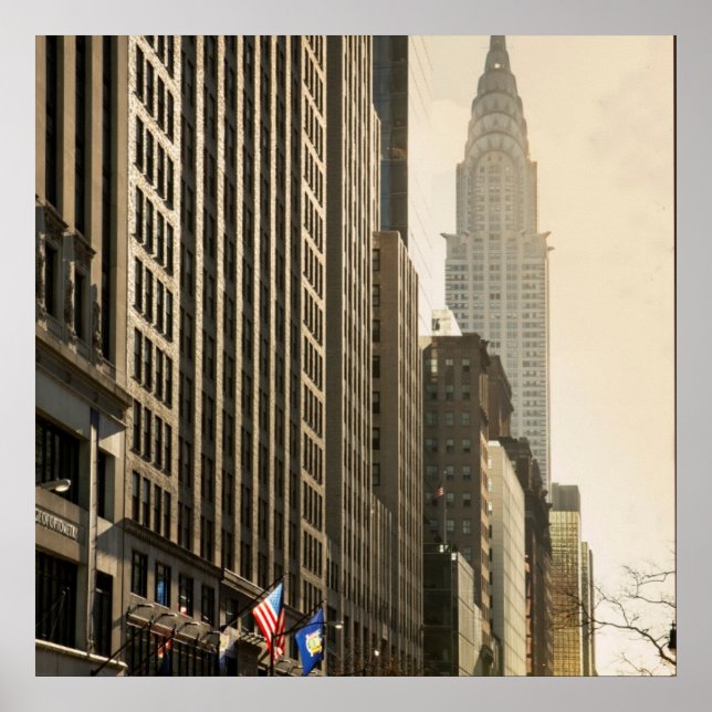 Póster Edificio New York, E 42 St y Chrysler (Frente)