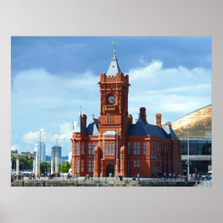 Póster Edificio Pierhead, Cardiff, Gales, Reino Unido