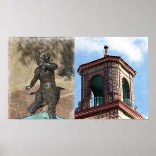 Póster Edificio Plaza y detalles de la fuente