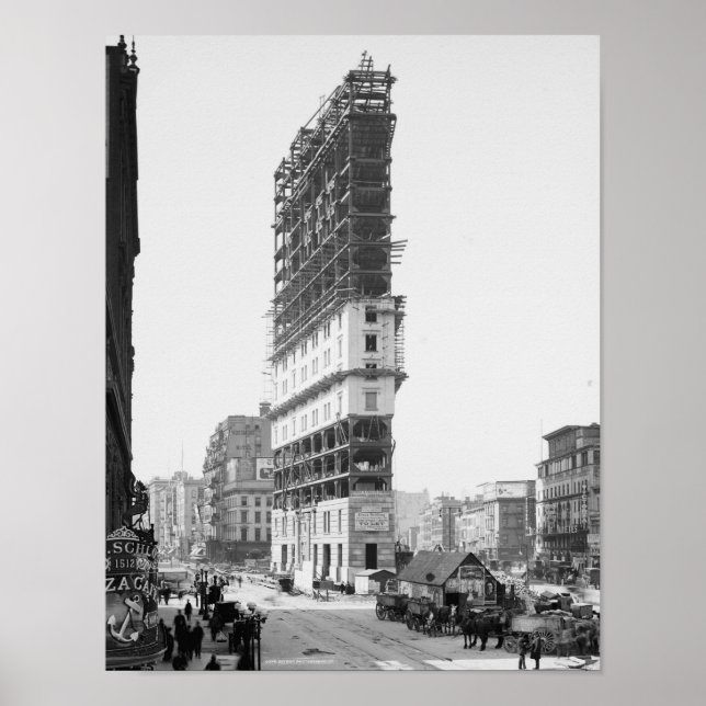 Póster Edificio Times en construcción, Nueva York: 1904 (Frente)