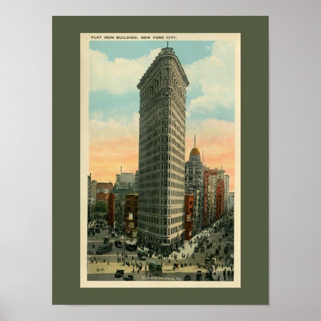 Póster Edificio Vintage Flatiron de Nueva York (Frente)
