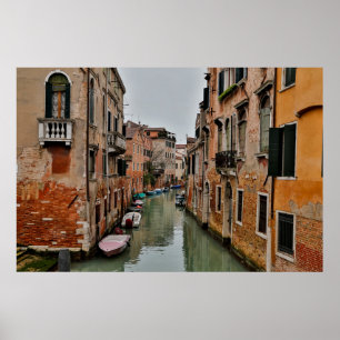 Póster Edificios a lo largo de los canales de Venecia