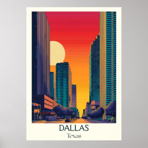 Póster Edificios altos de la ciudad de Dallas Texas