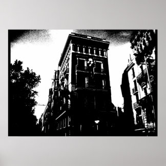 Póster Edificios Art Deco Blanco y negro