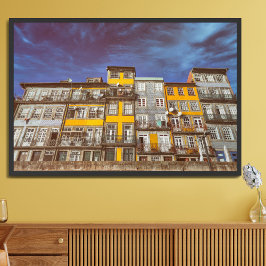Póster Edificios coloridos del distrito de Ribeira en Por