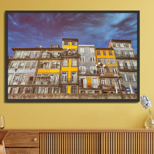 Póster Edificios coloridos del distrito de Ribeira en Por