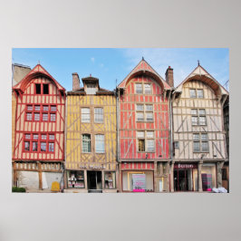 Póster Edificios coloridos en el Poster de Troyes France