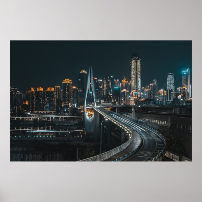 PÓSTER EDIFICIOS DE LA CIUDAD DURANTE LA NOCHE (Frente)