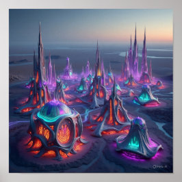 Póster Edificios de la ciudad ecológica de Alien