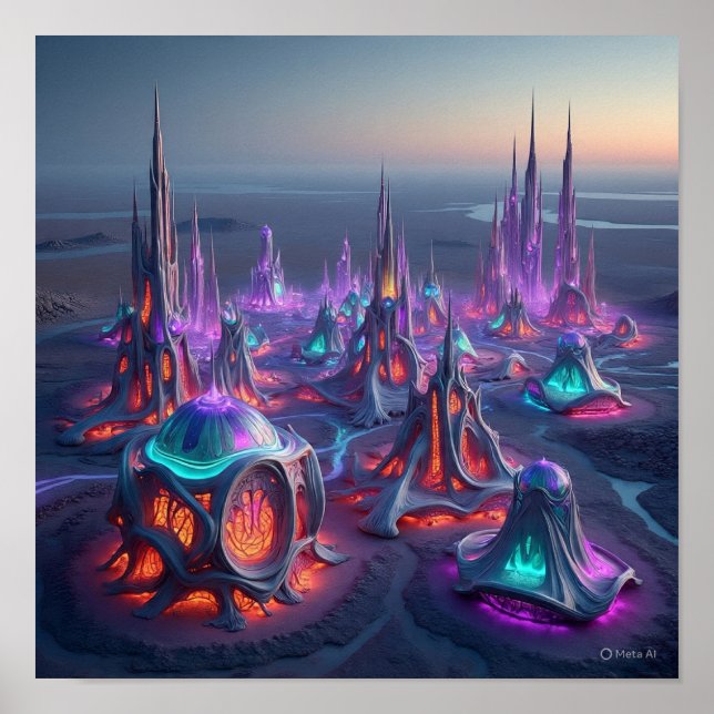 Póster Edificios de la ciudad ecológica de Alien (Frente)