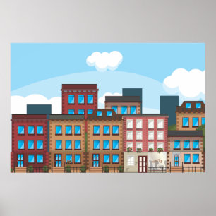 Póster Edificios de Piedra Marrón