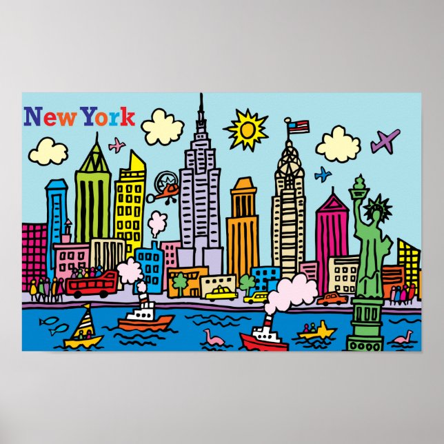 Póster Edificios de turismo Personalizado de Nueva York (Frente)