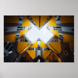 PÓSTER EDIFICIOS GEOMÉTRICOS AMARILLOS Y GRIS