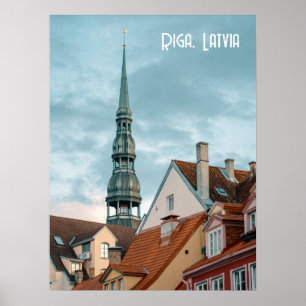 Póster Edificios históricos en la antigua Riga, Letonia