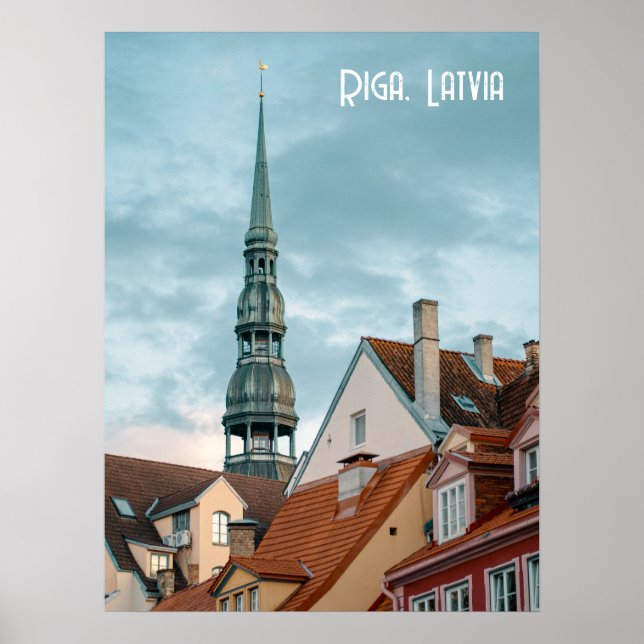 Póster Edificios históricos en la antigua Riga, Letonia (Frente)
